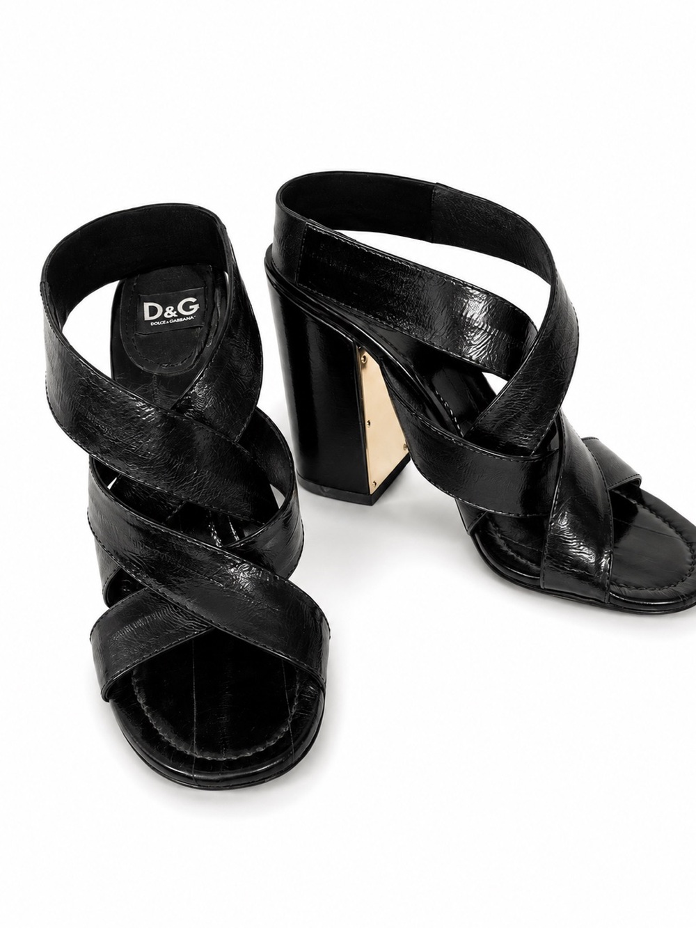 Dolce & Gabbana Black Eel skin Leather Block Heels 39 8.5